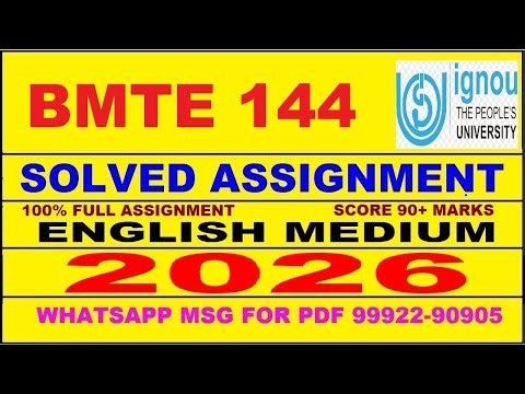 BMTE 144 solved assignment 2025-26 in English | bmte 144 solved assignment 2026 | bmte144 2025-26