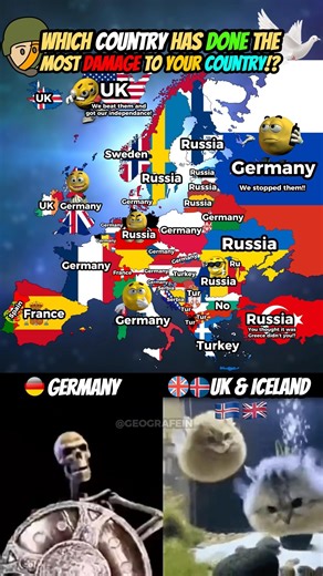 Which country has done most damage to your country? #europe #geography #mapping #countries #memes