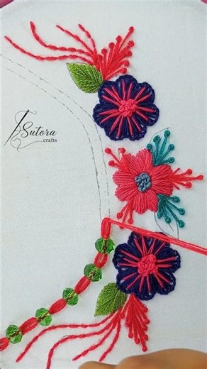 Easy neck design #embroidery #handembroidery #diy #embroiderydesign #embroiderytutorial #shorts