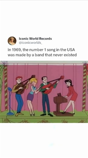 Iconic World Records on Instagram: "The Archies, the band behind the iconic song "Sugar, Sugar," did not exist in the real world. They were a fictional animated band created for the Archie Comics television show, The Archie Show, which aired on CBS in 1968 . The Archies were composed of fictional teenagers from the Archie Comics universe: Archie Andrews, Reggie Mantle, Jughead Jones, Betty Cooper, and Veronica Lodge. However, the music for "Sugar, Sugar" was performed by session musicians manage