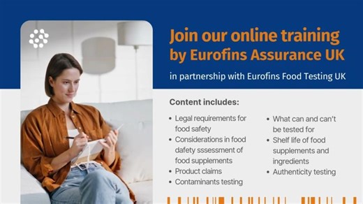 Introduction to food safety and quality of food supplements training by Eurofins Assurance | Eurofins Food Water Testing UK IE