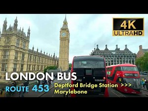London Bus Ride, Route 453, Double Decker, 4K Virtual Tour.