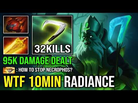 WTF 10MIN RADIANCE Max Aura Unlimited HP Regen 95K Damage Dealt 1 Shot Necrophos Dota 2