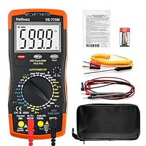 Multimeter 6000Counts TRMS, Digital Multitester Measure AC DC Voltage Current Resistance Capacitance Frequency Temp, Electrical Meter Continuity Diode hFE Transistor Tester KE-770M