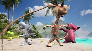 super cute animals dance on the beach featuring adorable and entertaining moments of animals interacting with nature environment.