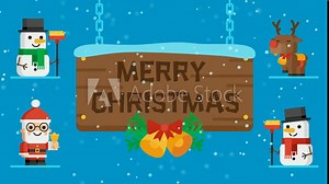 Concept Christmas Characters Santa Claus Reindeer and Snowmen