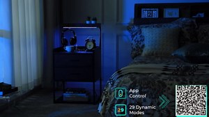 VIAGDO Nightstands Set of 2 with Charging Station, LED Night Stand with 2 Drawers, Black Modern Bedside Tables with Open Storage Shelves, End Side Tables for Bedroom, Office