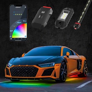 XK Glow Jeep Gladiator 8-Piece Undercar and 4-Piece Rock Light App Controlled RGBW LED Underglow Kit AP-CAR-ADV (Universal; Some Adaptation May Be Required) - Free Shipping