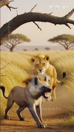 lion vs hyna #lion #hyena