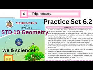 Practice Set 6.2 | L-6 Trigonometry| Class 10th Maths Geometry