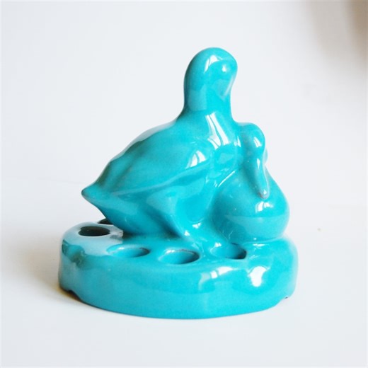 Vintage California Faience Art Pottery Duck Flower Frog, Turquoise Glaze - Etsy Canada