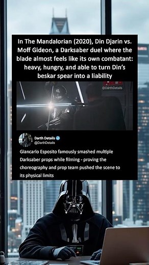 In The Mandalorian (2020), Din Djarin vs. Moff Gideon, a secret behind the Darksaber Duel