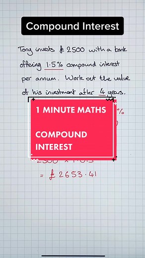 1 Minute Maths Compound Interest #maths #gcse #igcse #gcsemathsrevision #mathstok #revision #study #fyp #AQA #EDEXCEL #OCR #1minutemaths #compoundinterest #percentages