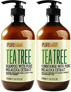 Tea Tree Oil Shampoo and Conditioner Set - Sulfate and Paraben Free Treatment for Oily Hair and to Help Reduce Your Itchy and Dry Scalp - Healthy Anti Dandruff Formula for Men and Women