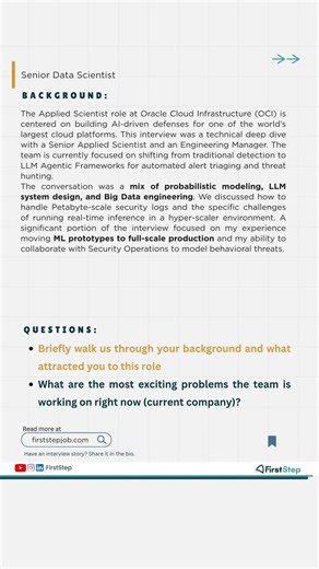 Data Scientist interview experience at Oracle? #firststep #interviewexperience #oracle