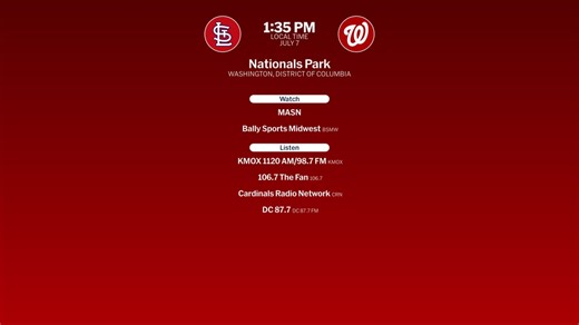 Cardinals at Nationals - July 7, 2024: Tune In