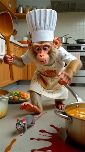 The mouse🌏 went for a taste... and got a chase!)...#St #AnimatedShorts #TheSoupThief.#fypシ゚viral 🐒😋