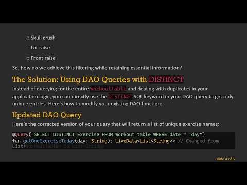 How to Filter Duplicate Fields in Room Database Using DISTINCT in DAO Query