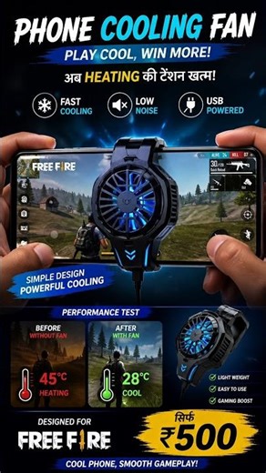 ₹500 में Phone Cooling Fan 😱 Free Fire Lag खत्म ! | No Heating 🔥 Best Budget Gaming Setup #shorts