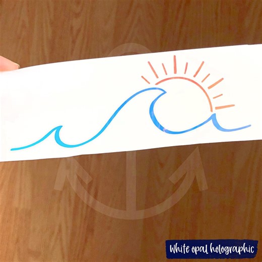 Ocean Wave and Sun Decal, Holographic Beach Car Decal, Wave Decal, Sunset Ocean Car Decal, Beach Wave Sticker for Car, Opal Wave Sticker - Etsy