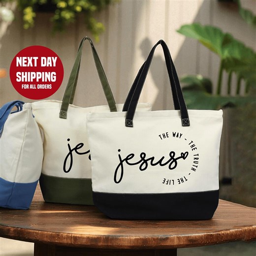 Christian Tote Bag: Bible Verse Design - Cotton With Inner Pocket - Etsy