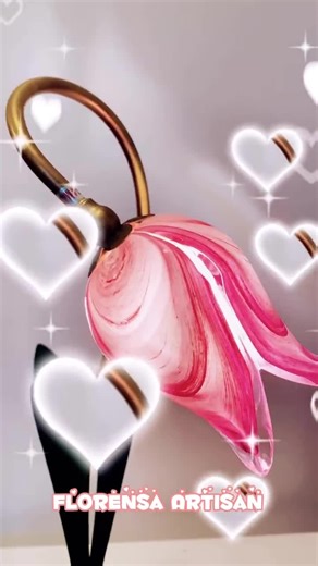 Florensa Artisan Table / Desk Lamp With Handmade Colored Glass of Purple Tulip Flower Lampshade - Etsy