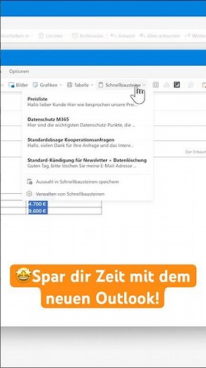 🔥 Neues Outlook: Schnellbausteine #outlooktips