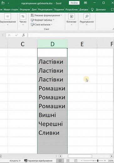 Підсвічування дублікатів ексель (Excel)