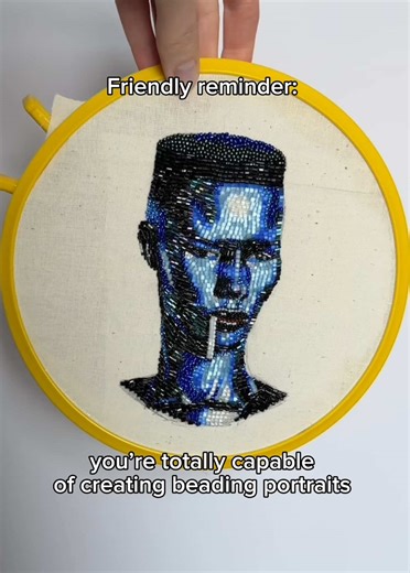 And my beginner friendly portrait embroidery guide will show you how 😈 (link in biо) #embroiderytutorial #portraitembroidery #beadedart #diybeads #howtotiktok