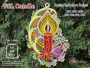FSL Candle Machine Embroidery Design: Lace Ornament (digital File) - Etsy
