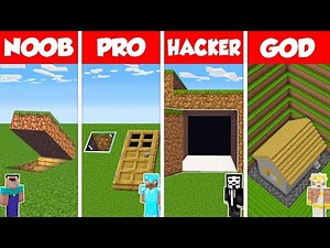 Minecraft Battle: NOOB vs PRO vs HACKER vs GOD: SECRET UNDERGROUND HOUSE BUILD CHALLENGE / Animation