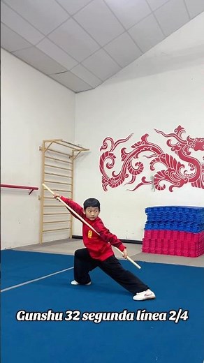 Tutorial wushu: gunshu 32 棍术 2/4 forma de palo nivel básico #kungfu #deporte #cawswushu #aprender