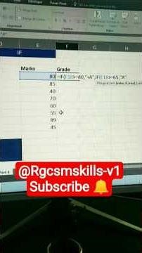 IF Formula in Excel।Grade formula in excel।How to find grade in Excel।#rgcsmskillscentrekosli