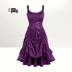 Plus Size Gothic Lace Dress: Victorian High Low Midi With Ruffles - Etsy