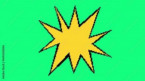 Pixel Art Cartoon Speech Yellow Bubble Animation Loop on Green Screen. Perfect for retro video games, animated dialogue pop up nostalgic gaming projects. Comic Bubbles Popup Style