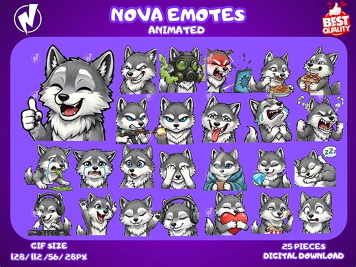 Animated Chibi Wolf Twitch Emotes, Streamer Emotes, GIF Emotes, Funny Reaction for Twitch, Discord, Kick, Digital Download, Streamer Emote - Etsy UK