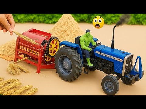 Mini Tractor Threshing Wheat | Amazing Village Machine Project | DIY Thresher Working video