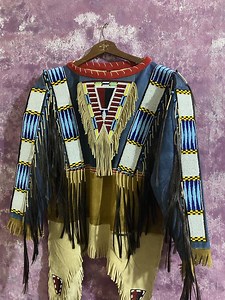 Old Style Native American, Fringe Jacket, Handcrafted Attire, Heritage Wear Buckskin Buffalo Beaded Fringes Powwow Regalia War Shirt - Etsy