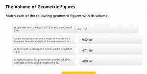 The Volume of Geometric FiguresMatch each of the following geo... | Filo