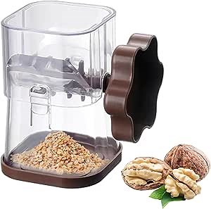 Manual Nut Grinder: Portable Nut Chopper Manual Hand Crank, Food Chopper Nut Crusher for Almonds Hazelnuts Pecans Peanut Walnut Chocolate and More (Brown)