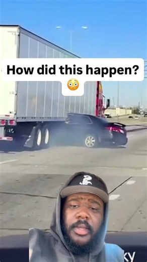 😳 HOW DID THIS CAR END UP UNDER AN 18-WHEELER?! #viral #truckdriver #trucking #cdl #trucker #fyp