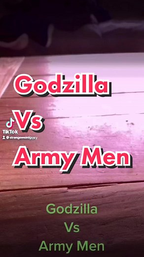 My toys came to life! The army men tried to stop Godzilla. SMH. #godzilla #godzillatoys #godzilladoll #godzillakingofthemonsters #godzillavsarmymen