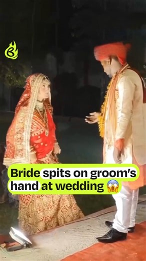 Brief Chaat | News, Culture, Viral stories | India on Instagram: "A video of a very unhappy bride has gone viral after it showed the bride spitting at her groom. As the oddly angry bride walked up the steps to be with her future husband for the garland ceremony, the groom offered his hand. The bride spat in it. Where and when the video was shot remains a mystery. In fact, viewers aren’t even sure it was real, as similar videos have been staged in the past. For those who think it is real, theorie