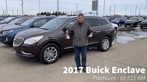 Mark gives you a preview of this Pre-Owned 2017 Buick Enclave Premium AWD available at Sherwood Dodge! It comes with 66,611km and a Clean Carfax Report with only 1 Previous Owner. Click here for more information on this fully loaded SUV - https://www.sherwooddodge.com/vehicle-details/used-2017-buick-enclave-premium-sherwood-park-ab-id-35399061 This Buick has Heated/Cooled Front Seats, Blind Spot Monitor/Cross-Traffic Alert, Premium Sound System, Bluetooth, Heated Steering Wheel, Navigation, Powe