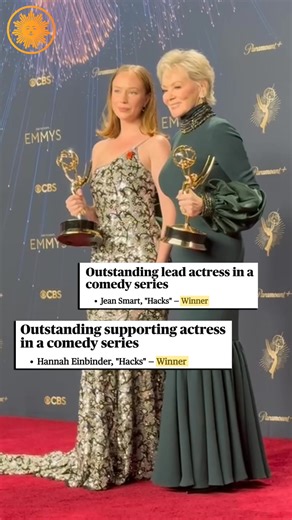 Deborah & Ava take the crown 👑 Jean Smart and Hannah Einbinder win big for @hacks ✨ #Emmys https://www.cbsnews.com/live-updates/emmys-winners-2025-list/ | CBS Mornings