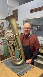2.4K views · 158 reactions | Eb Lehnert bass from the Civil War… Oldest instrument we have worked on so far… #brassrepair #lehnert #tuba #ancient #brass #instruments | Dana Hofer Brass Repair | Facebook