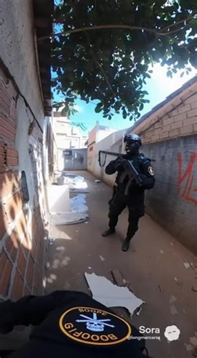 BOPE (Special Police Operations Battalion) breaking into houses looking for criminals in a Rio de...