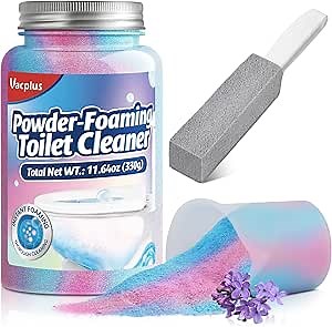Amazon.com: Vacplus Toilet Bowl Cleaners - Quick Foaming Toilet Cleaner & Pumice Stone Toilet Brush, 11.64OZ Bathroom Cleaner Powder, Household Cleaning Essential, Grey