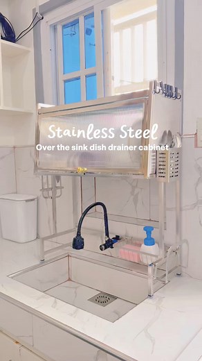 stainless over the sink dish drainer cabinet na pang matagalan. stainless 304 na kaya di kakalawangin, space saver at durable pa #dishcabinet #dishdrainercabinet #stainlessdishrack #overthesinkdishrack #dishdryingrack | Senyora Jüstina