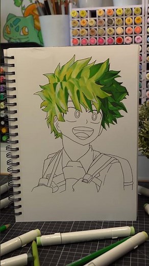 Drawing IZUKU MIDORIYA from MY HERO ACADEMIA with OHUHU MARKERS #anime #art #draw #myheroacademia
